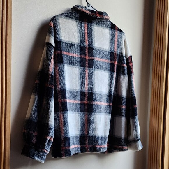SHEIN Plaid Fleece Button Down Teddy Jacket Size Medium - Picture 13 of 16